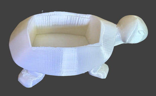 White Turtle 3D Printed Storage Figure – Mini Planter & Organizer