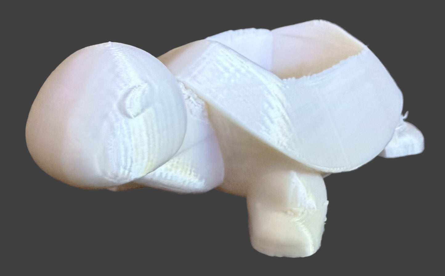 White Turtle 3D Printed Storage Figure – Mini Planter & Organizer